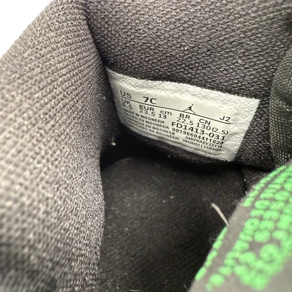 Jordan Kids Sneakers Black, White, and Green - Picture 8 of 15